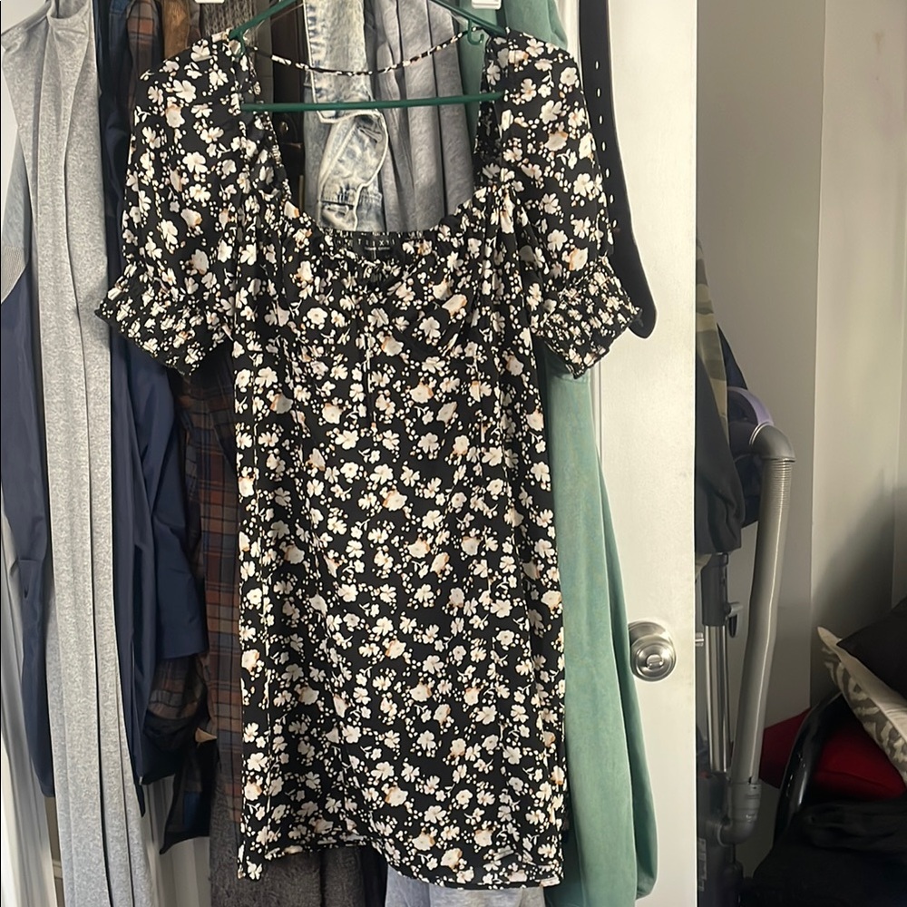 Floral Black and White Dress